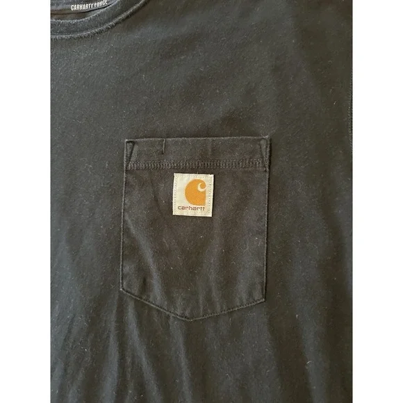 Carhartt Men's Heavyweight Relaxed Fit Short-Sleeve Black Pocket T-Shirt Sz L - Picture 2 of 7